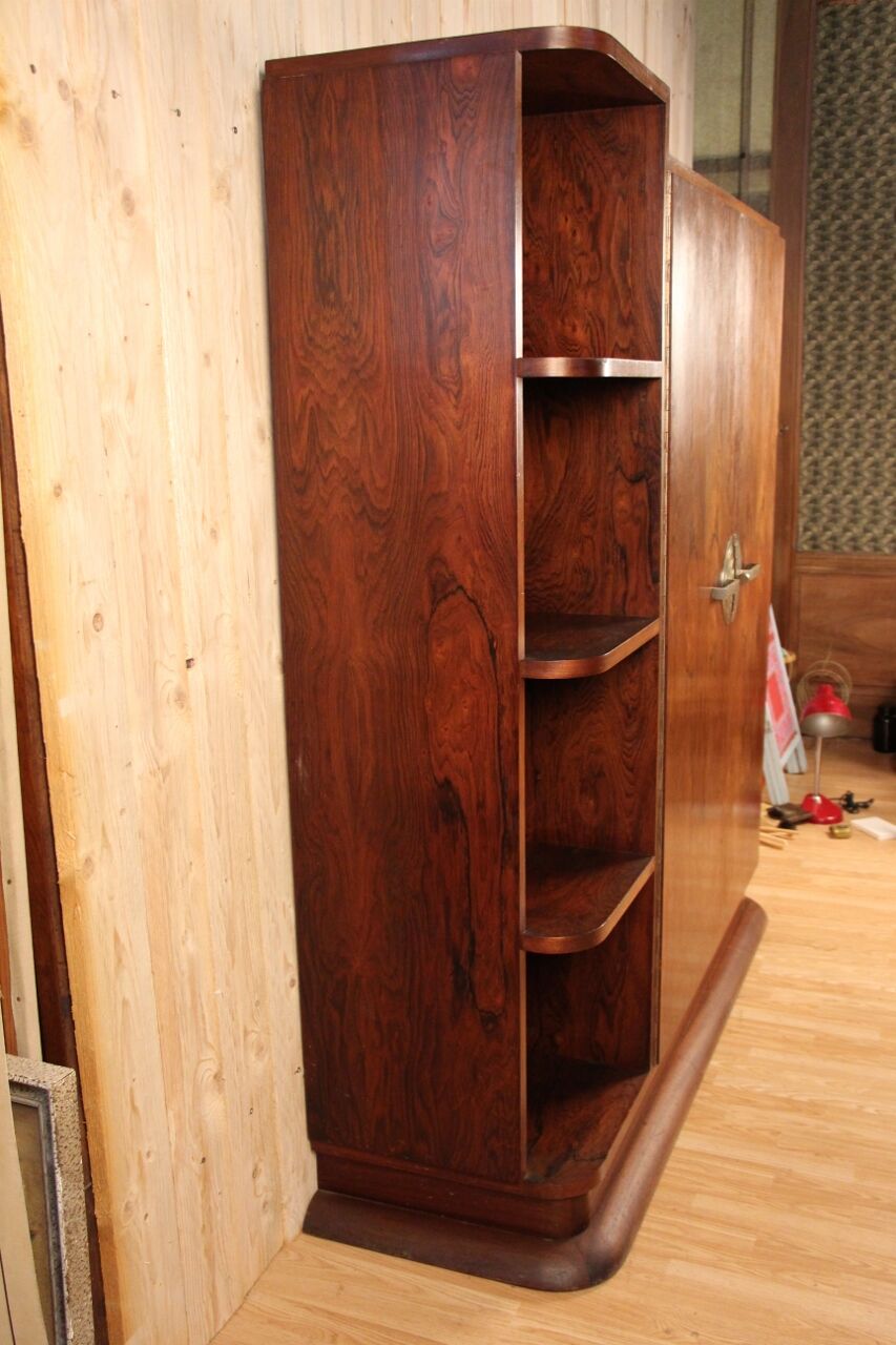 Asymmetrical art deco rosewood veneer cabinet