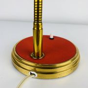 1950s desk lamp, red metal and brass