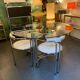 Ensemble table et chaises chrome et verre