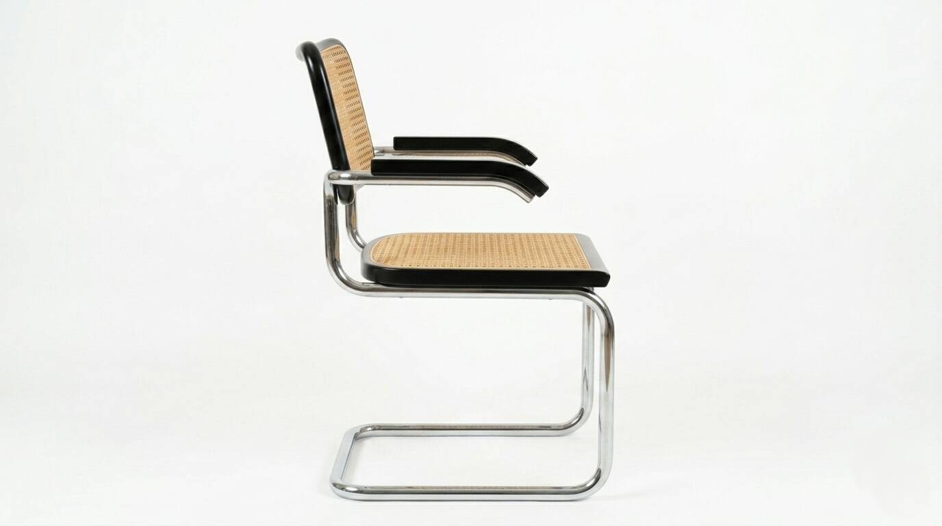 Cesca B64 black armchair after Bauhaus Marcel Breuer, Italy