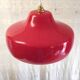 Vintage red glass pendant light from the 70s