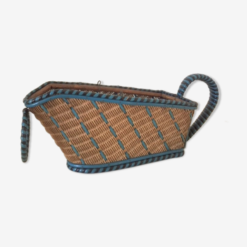 Porte bouteille, panier osier vintage