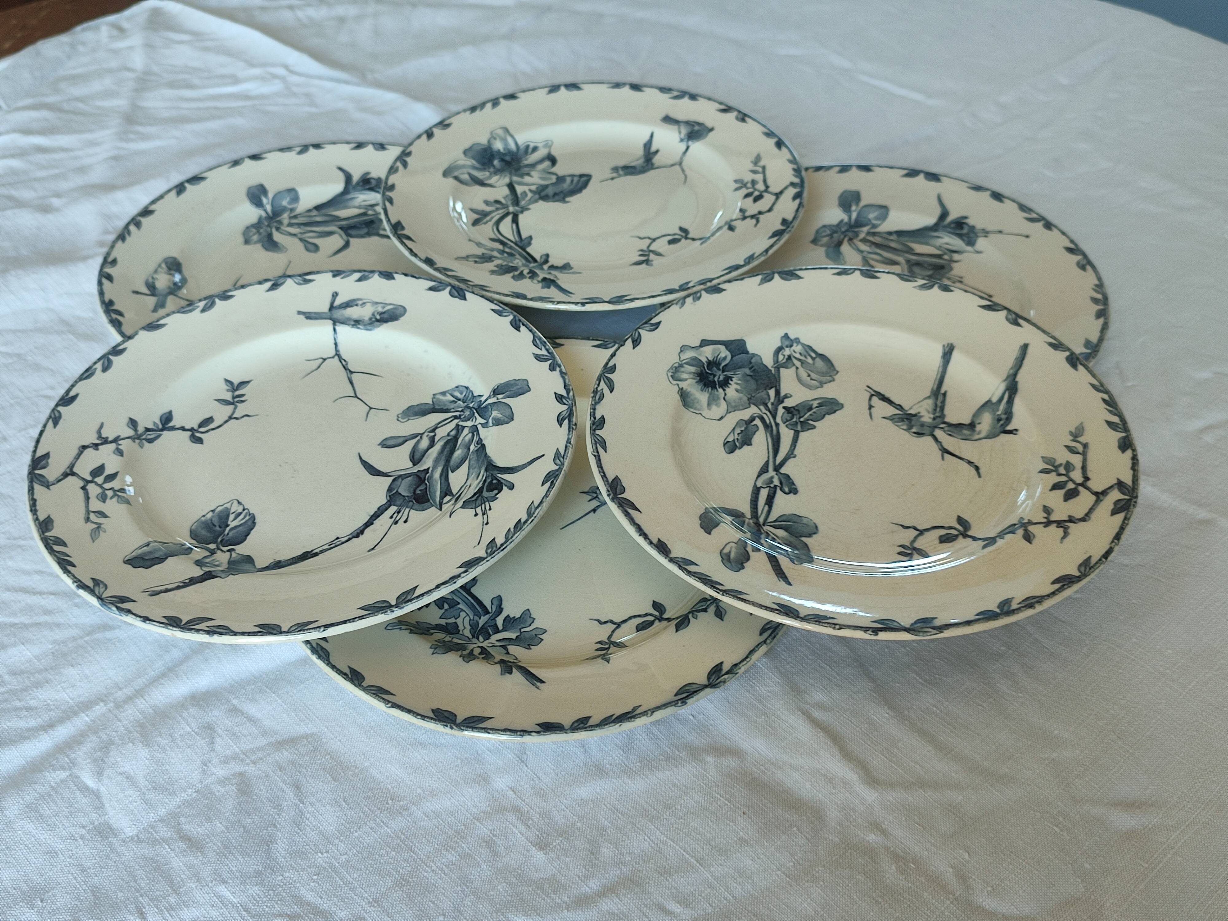 6 “Oxford” ironstone dessert plates from Choisy le Roi