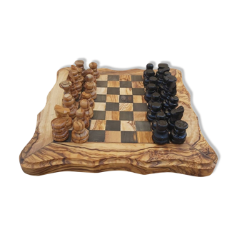 Small wooden chess game 8.5 "with 32 handcrafted pieces