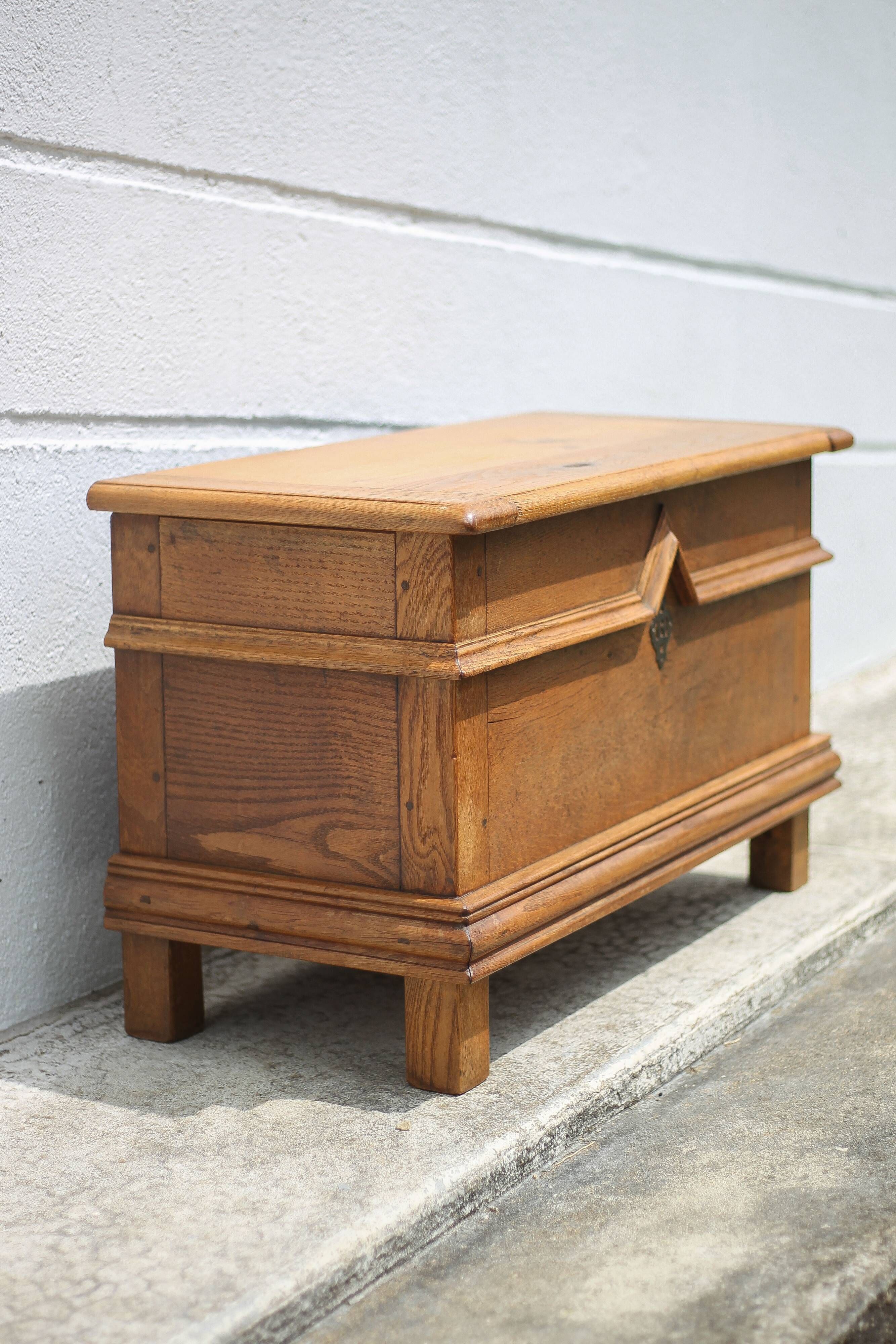 Old wooden chest, small storage chest, side table, wooden storage, trunk, wooden furniture