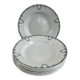 Set of 7 deep plates in earthenware, decorated with a green frieze.