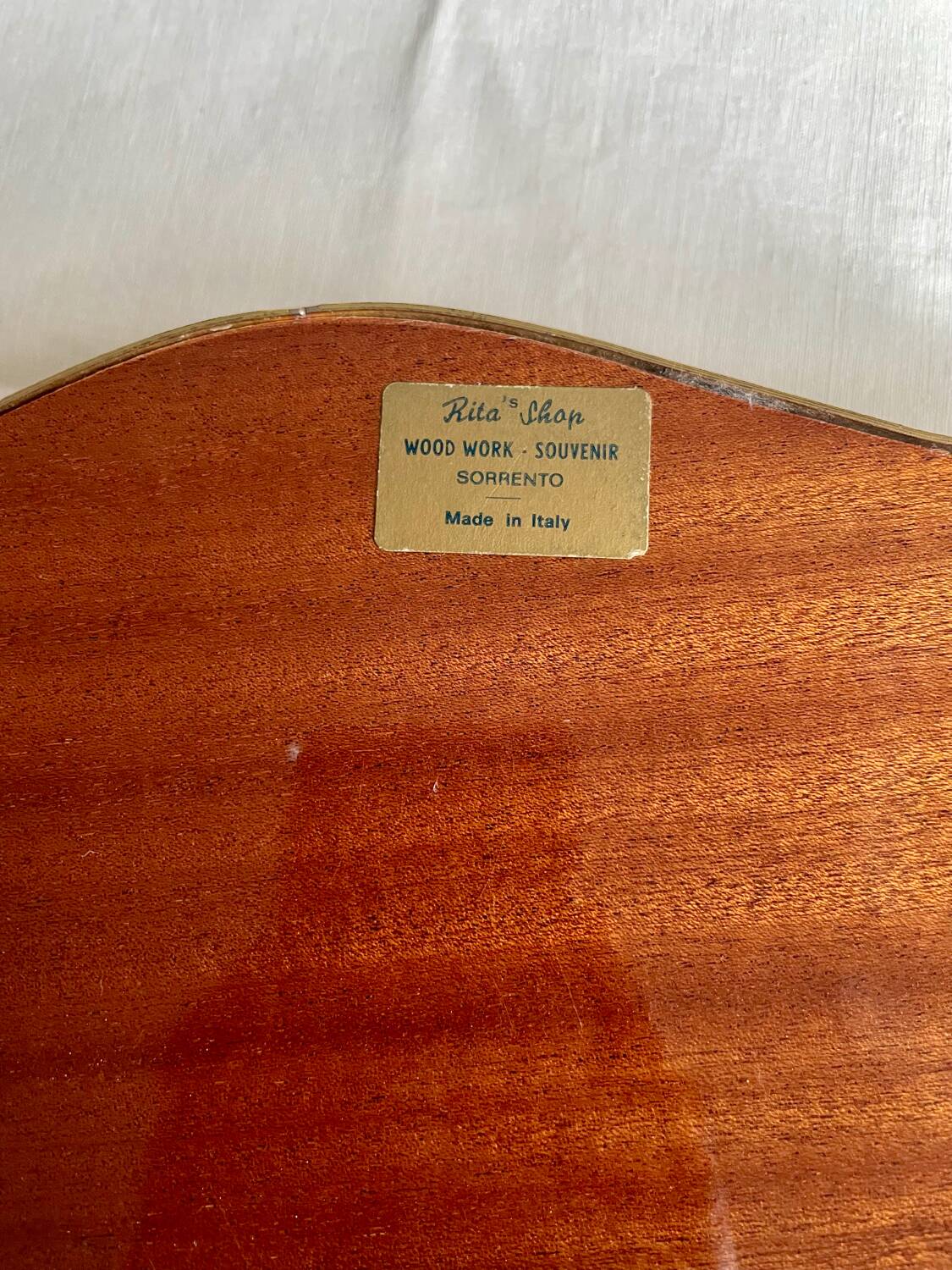 Vintage marquetry and gilded metal tray