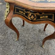 Louis XV style side table with marquetry and gilded bronze.