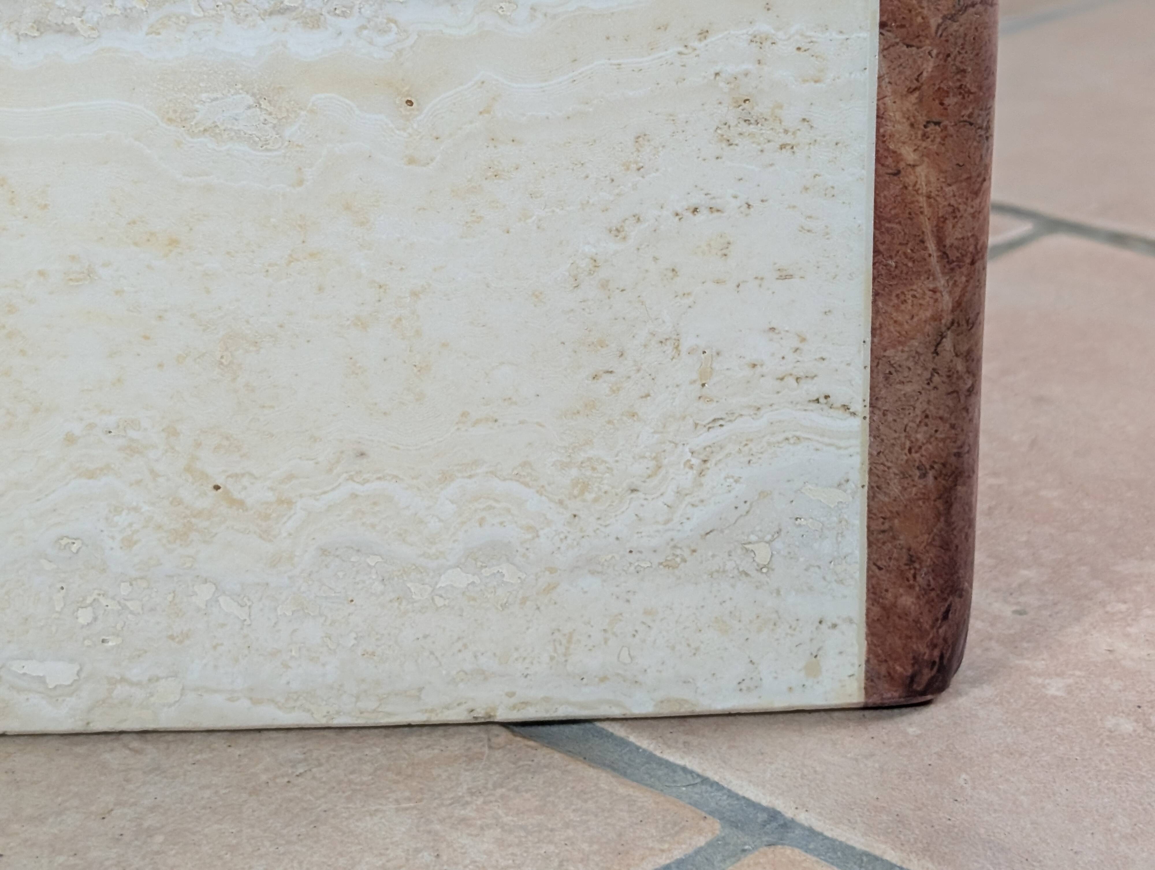 Travertine and marble coffee table