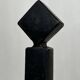 Pair of Modernist Black Iron Andirons with Diamond Finials and Angled Bases