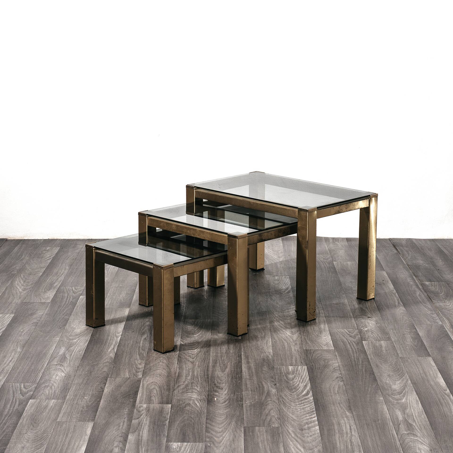 Tris tavoli Bassi Da Caffè ottone Hollywood Regency 1970 Design Modern
