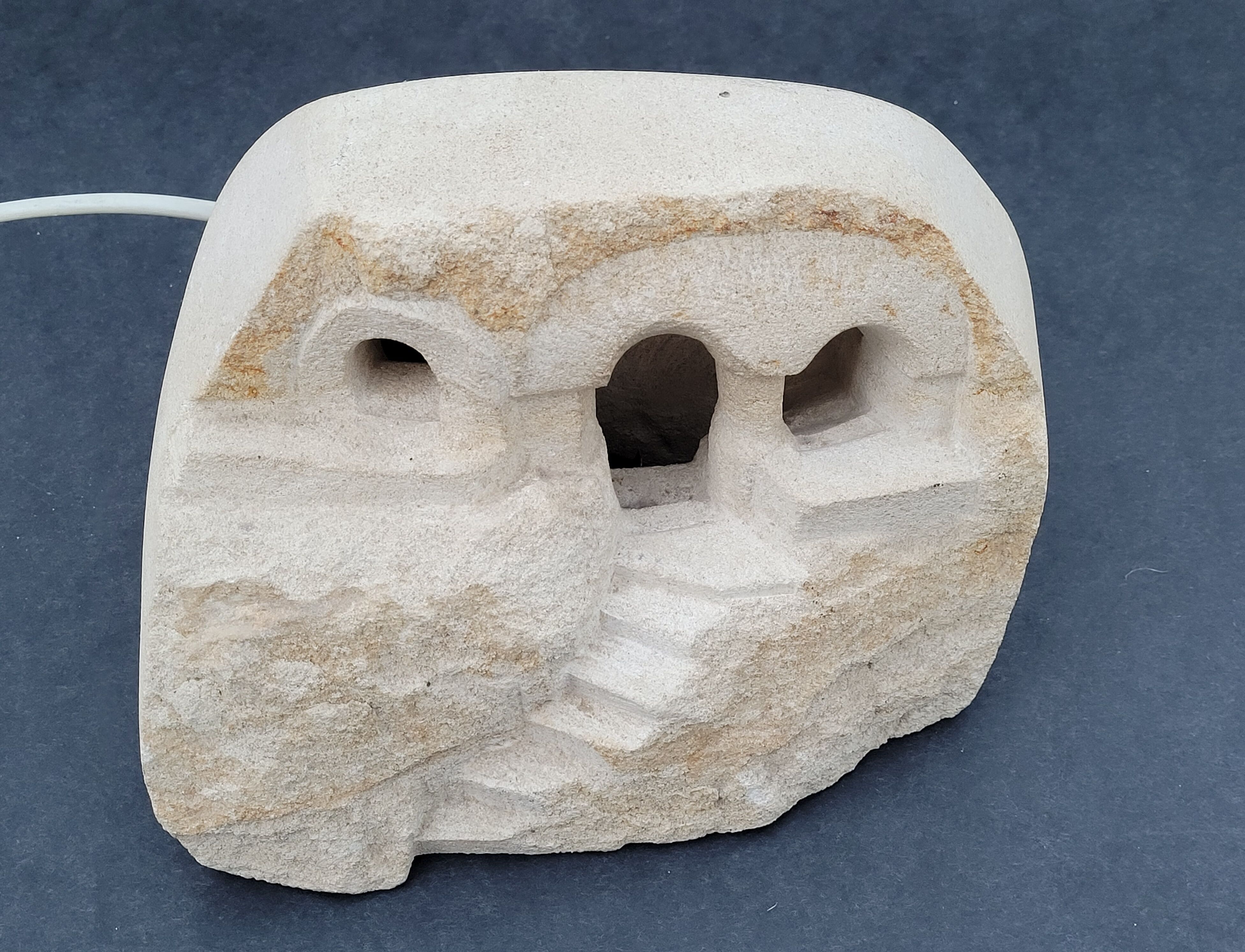 Vintage Lamp 70s Stone Sculpture by Arsène Galisson