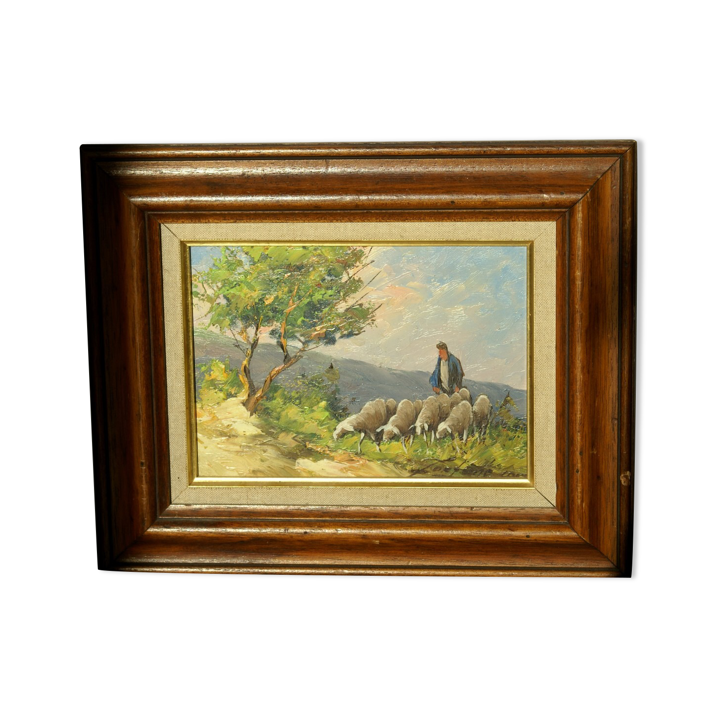 Tableau Berger Dans Arrière-pays Provençal, Fortuné Car (1905-1970)