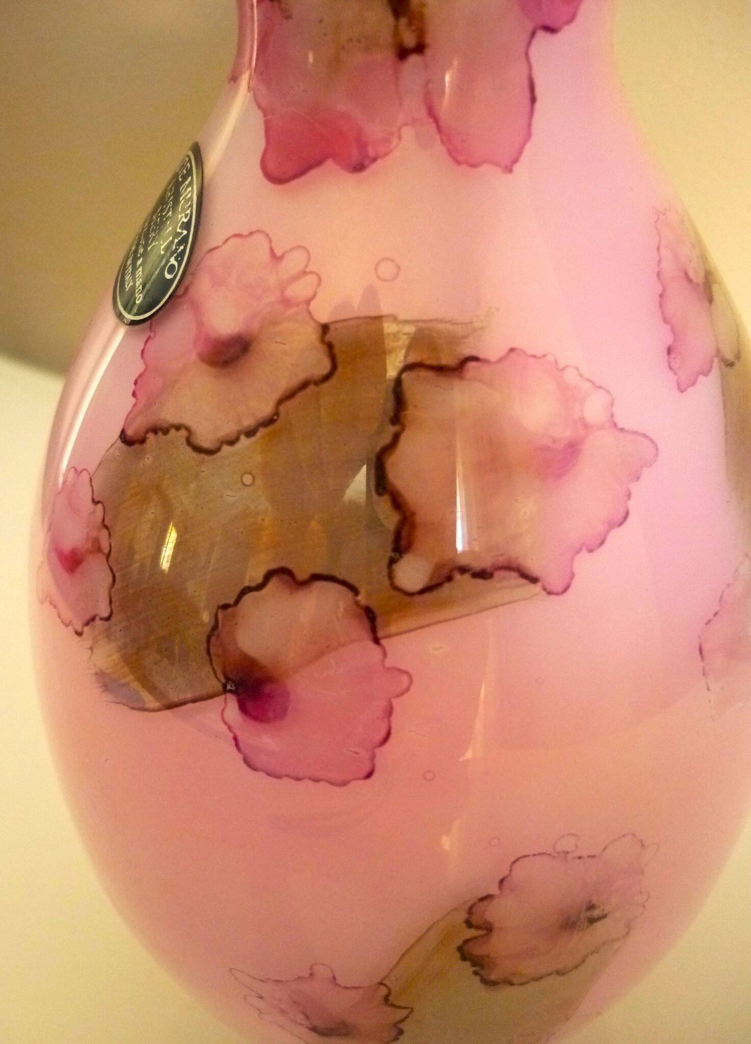 Pink vase, Murano Kristall Mery, blown glass with inclusions