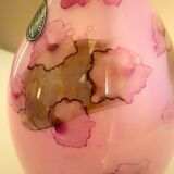 Vase rose, Murano Kristall Mery, verre soufflé avec inclusions