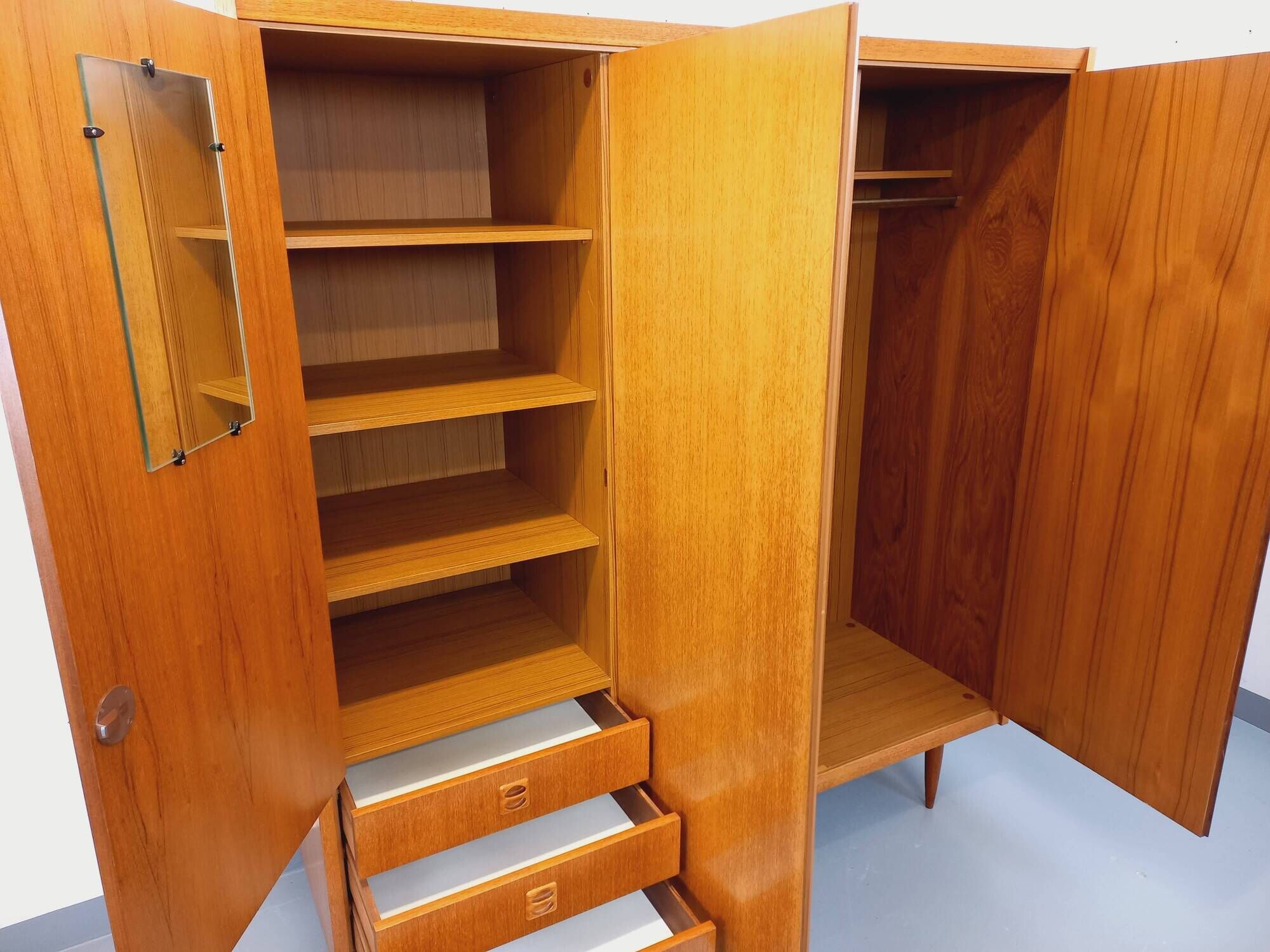 Vintage Scandinavian-style teak wardrobe from the 1960s