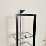 Italian Postmodern Chrome, Black Wood and Glass Shelf by Ponti Terenghi, 1980s