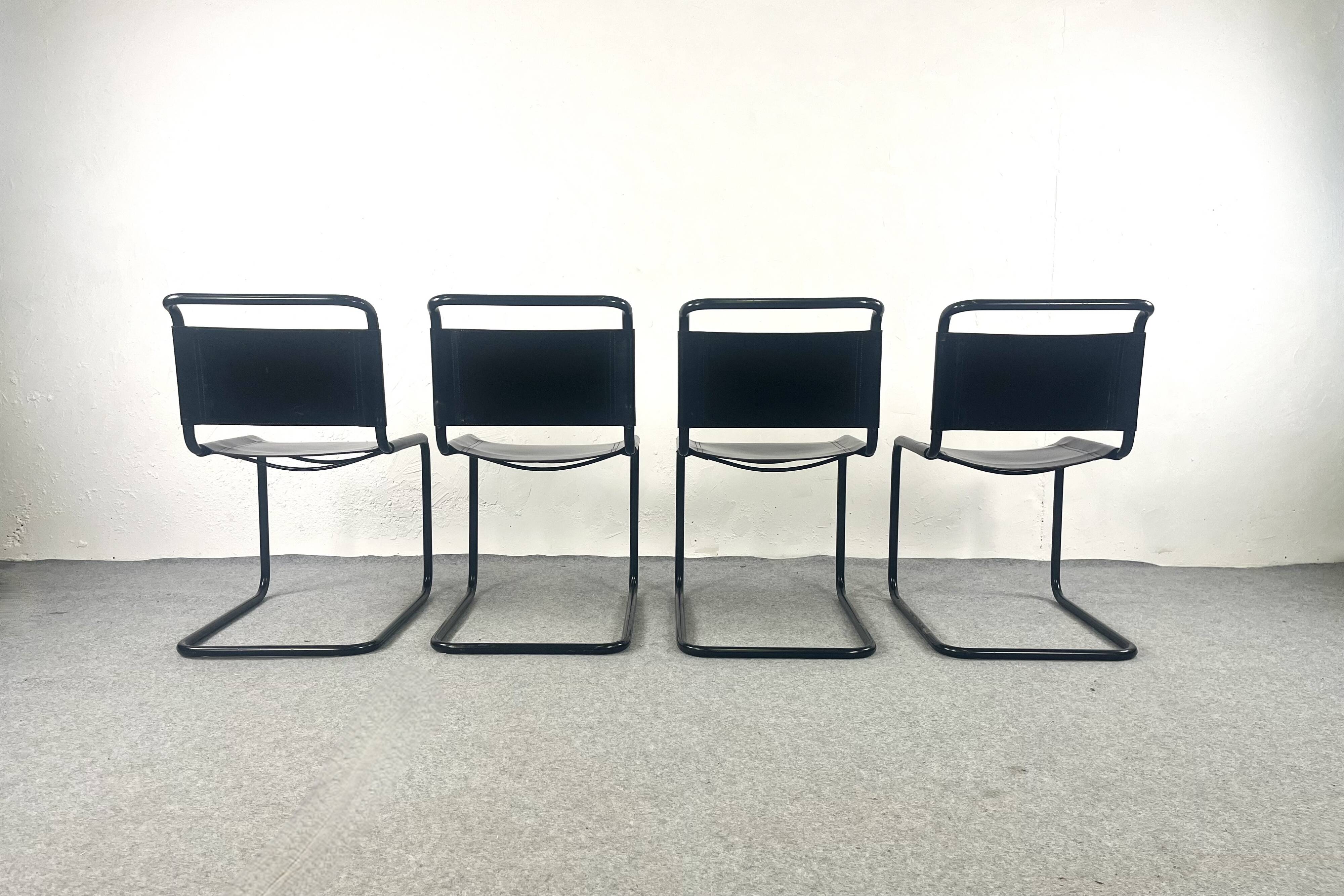 Série de 4 chaises dans le style  S33 de Mart Stam - 1960s