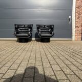2x Chaise Joe Colombo Elda Longhi noir sur noir, état showroom !