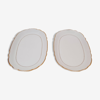 Lot 2 oval plates white and gold