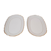 Lot 2 assiettes ovales blanc et or