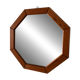 Vintage Octagonal Wooden Wall Mirror – 1970s Geometric Design