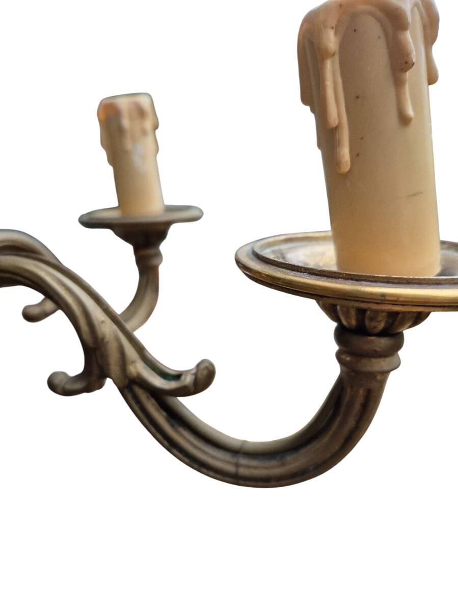 5-arm chandelier + 4 wall sconces MD bronze Louis XV style