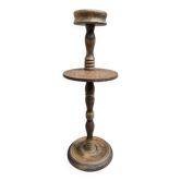Vintage turned wood ashtray on stand - Height 55 cm - Rustic style