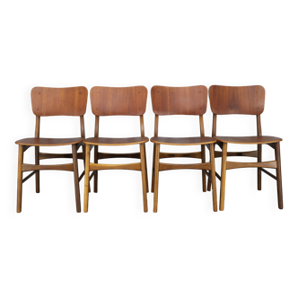 Ensemble de 4 chaises de salle à manger Ib Kofod Larsen des années 1960 en finition teck, Danemark