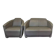 Two-seater sofa and a grey leather armchair Italia.