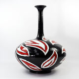 Studio pottery ceramic hand painted glaze vase circa 1970