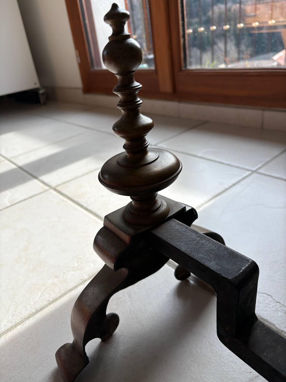 Pair of antique bronze andirons - period 1870/1900