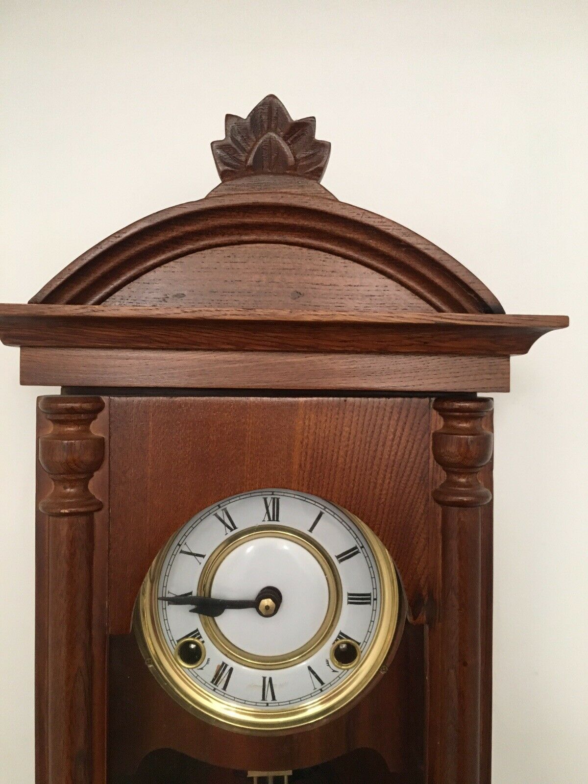 Mid Century Vintage Victorian Style Wall Clock Wood Case,Chime, in Working order