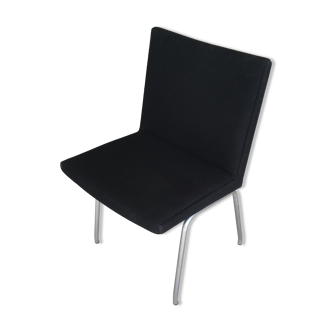 Hans J. Wegner Danish Airport Chair Reupholstered in Black Fabric
