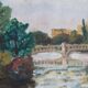 Oil on canvas "Landscape with Bridge" early 20th century