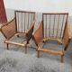 Paire de fauteuils vintage pieds compas et cannage