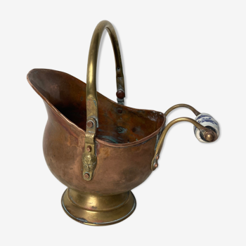 Old copper coal bucket handle porcelain late nineteenth century
