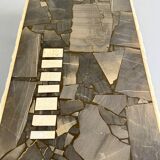 Ancienne table basse en pierre mosaïque design années 70 pied métal vintage