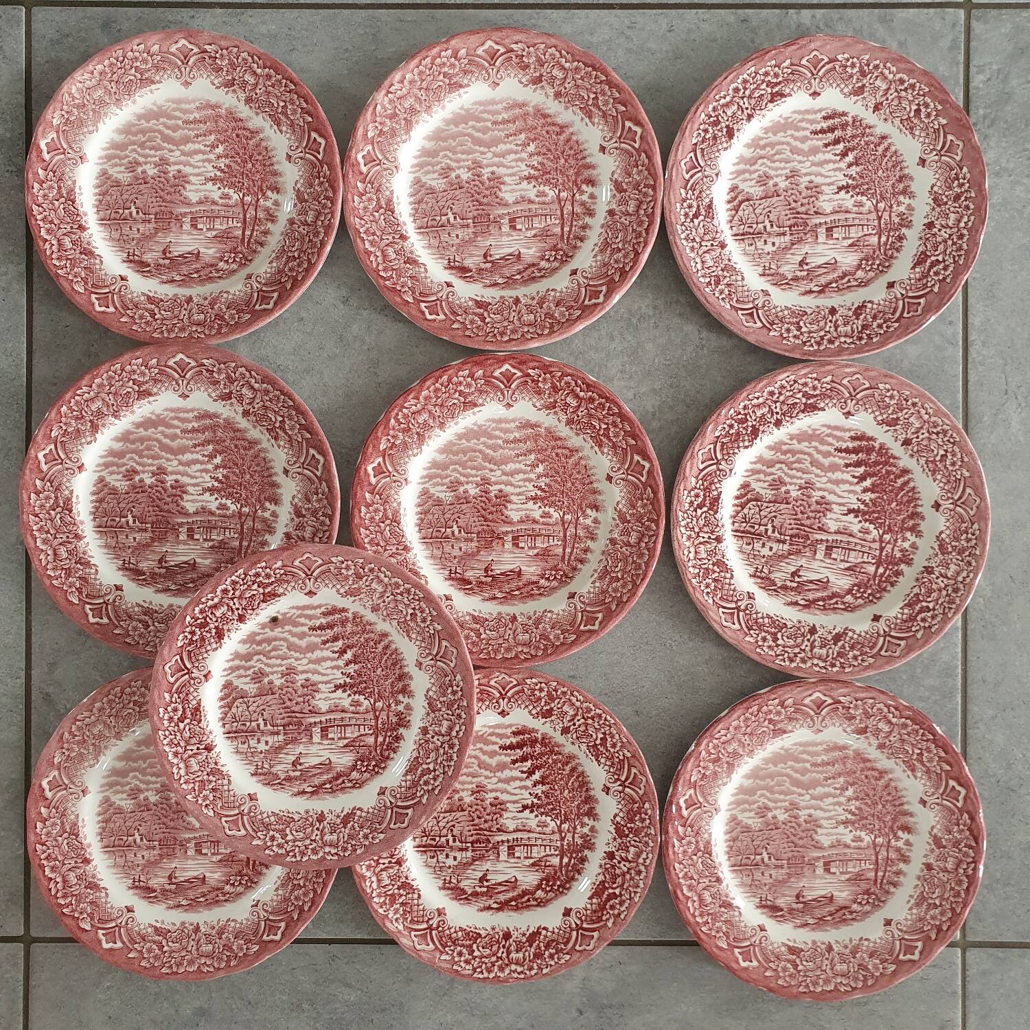 10 English porcelain dessert plates