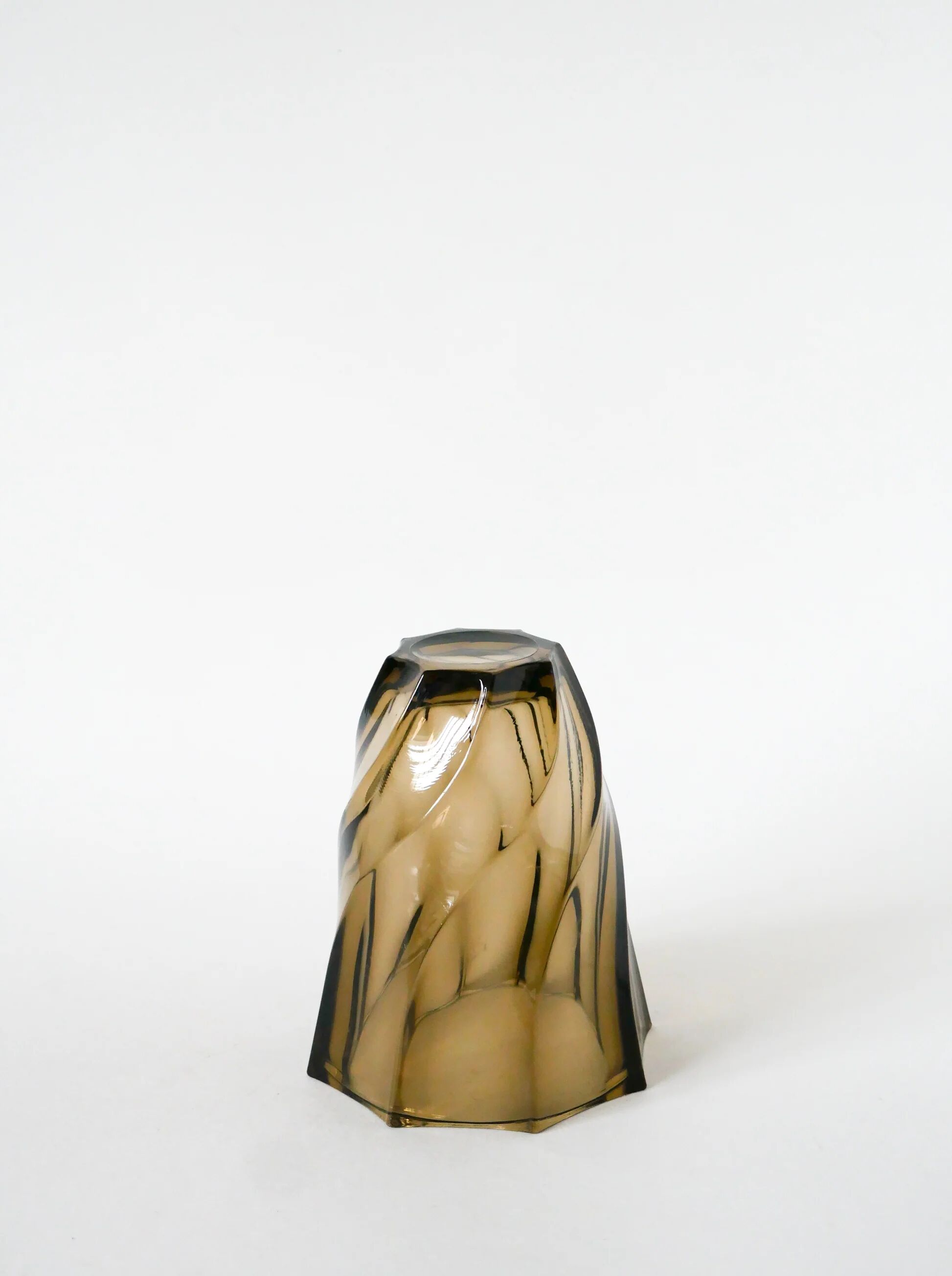 Faceted smoked glass vase, 1970