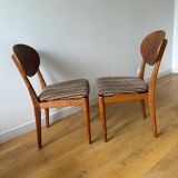 2 teak and velvet chairs - Denmark 50s/60s