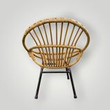 Fauteuil vintage pour enfant en bambou et rotin