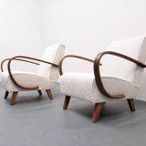1930 Jindrich Halabala Bentwood Armchair in Ivory Premium Buckle