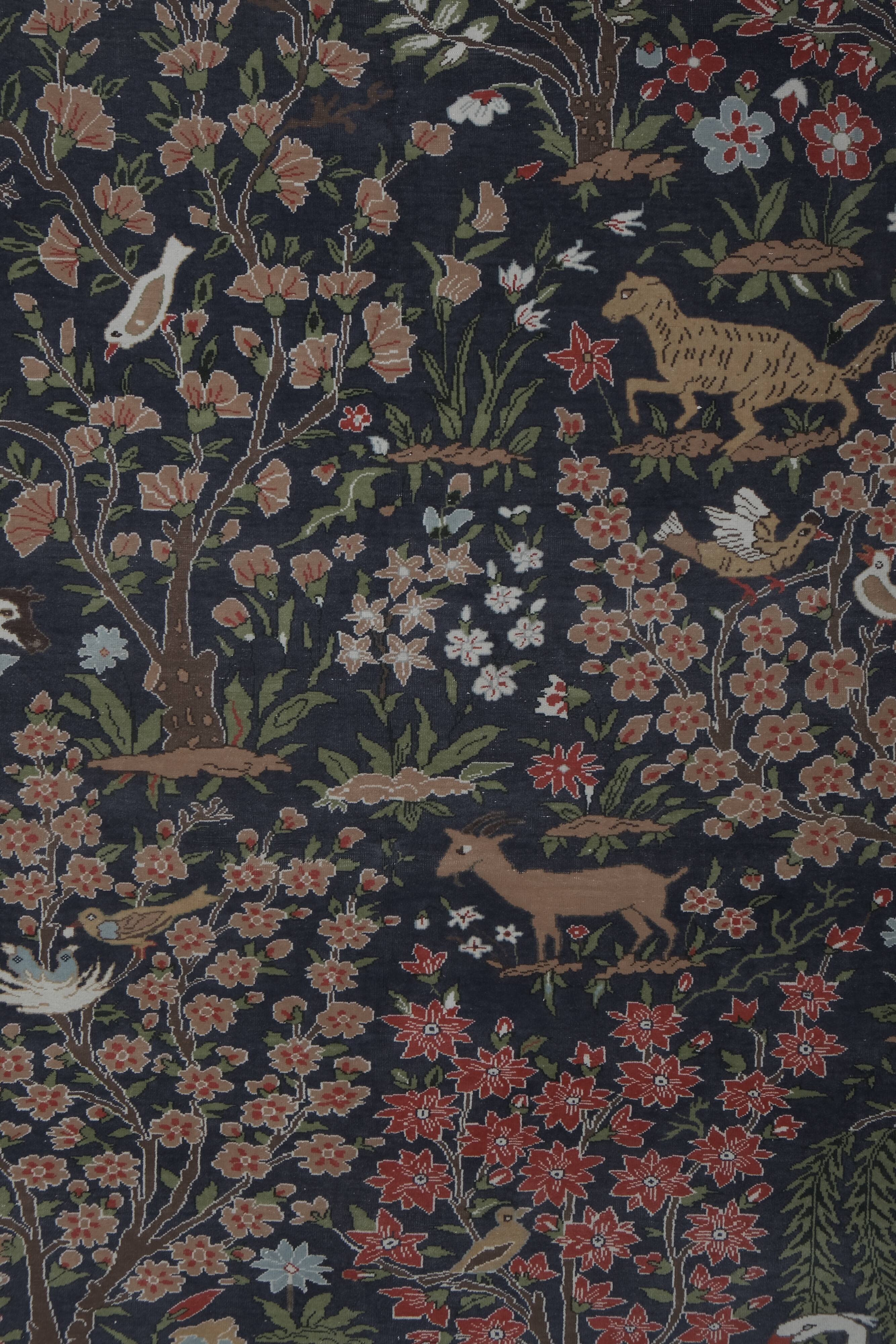 Vintage Caucasian Hunting Animal Pictorial Rug 9'2'' x 11'2''