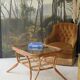 Rattan and glass coffee table