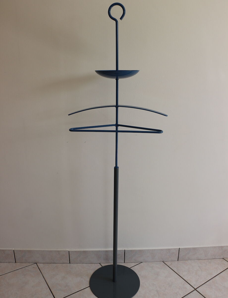 Valet de chambre en métal laqué gris et bleu Pascal Mourgue