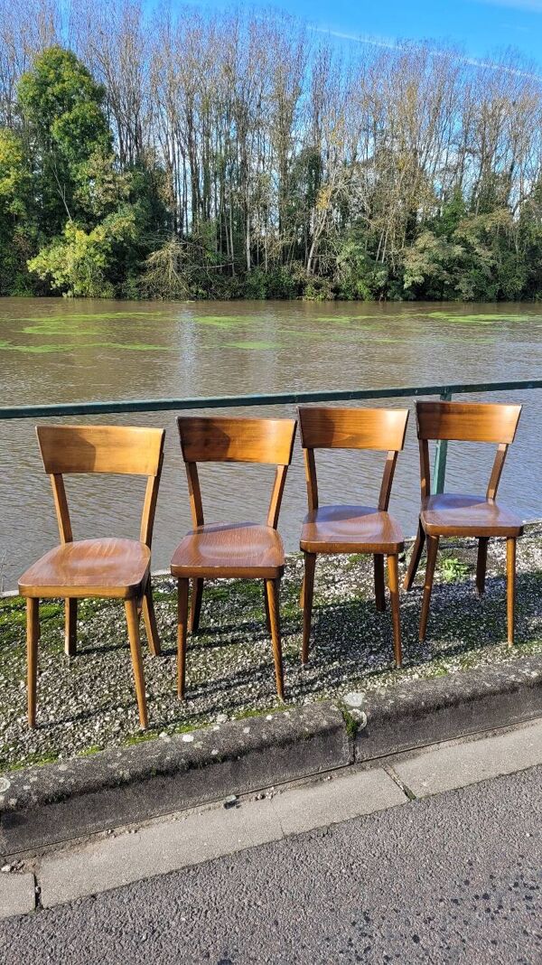 Série de 4 chaises de bistrot restaurant vintage- 1950s