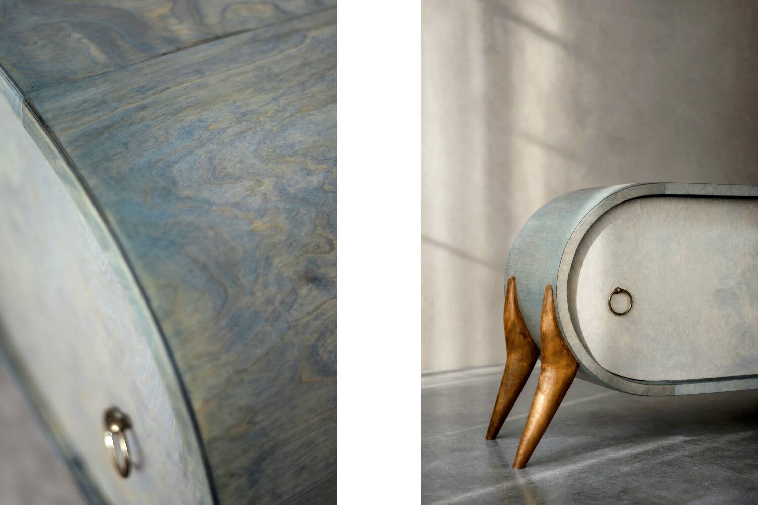 Mid-Century Modern Italian Turquoise Streamline Wood Sideboard, 1960s