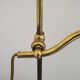 French antique brass goose neck table lamp with white opaque glass shade 5468.