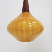 Scandinavian vintage hanging in orange glass and teak from the 1960s
